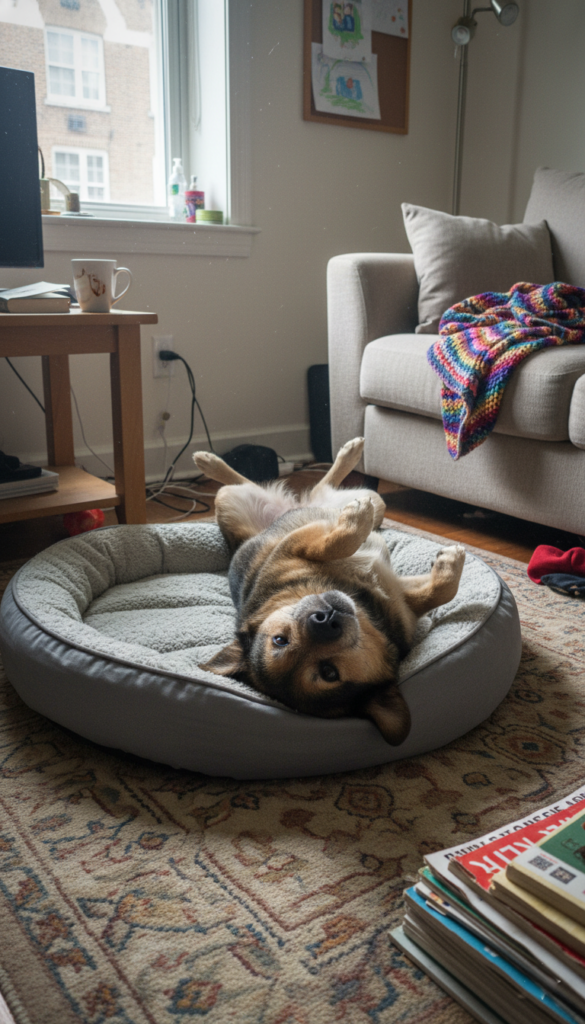Un perro relajandose en su hogar